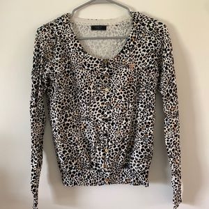 Guess Cheetah Print Button Up Sweater — Size Small